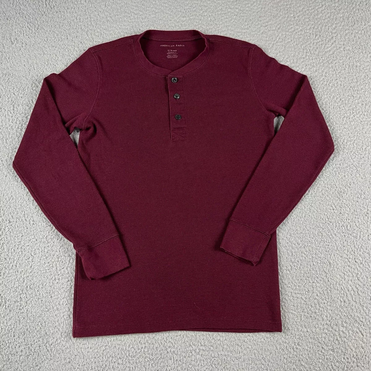 American Eagle Shirt Mens XS Maroon Casual Long Sleeve Henley