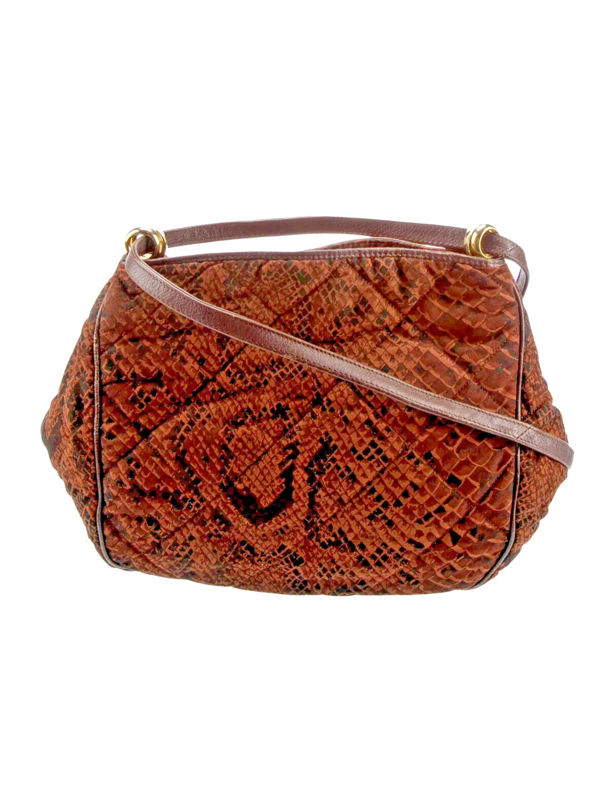 Borsa Bottega Veneta con bordo in pelle marrone stampa animalier doppie cinghie X corpo *RARA*