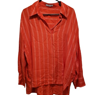 Mango Suit Oversized Striped Tunic Shirt Blouse Size X-Large 