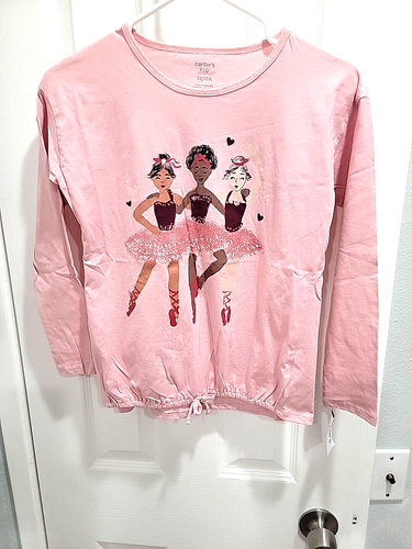 Neu mit Etikett Carter's Kinder Mädchen Größe 12 rosa langärmeliges T-Shirt 3 Mädchen tanzen - Bild 2 von 7