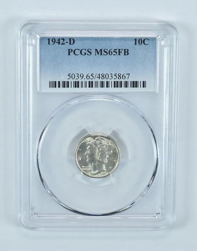 1942-D Mercury Dime MS65 FB PCGS Blue Label