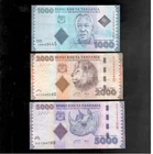 Tanzania, 2010, 1000 - 5000 Shilingi, Lot of 3 Banknotes, CRISP VF!