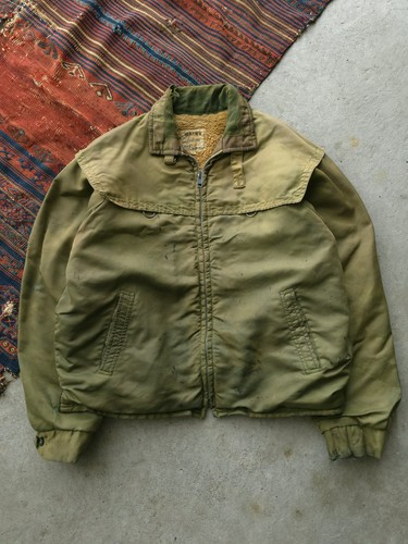 Vintage 1970s Montmac Aristocrat Boxy Fit Green Nylon Bomber Jacket Distressed L