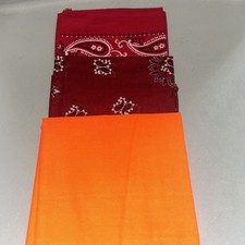 3 Pack Lot Burgundy Red Paisley Orange Bandana USA Wrap Scarf 100 