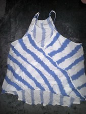 Market & Spruce Mac Surplice Tank Top NWOT Women’s L Blue White Rayon