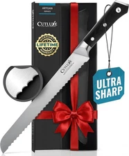 Cutluxe Bread Knife – 10" Serrated Knife for Homemade, Sourdough Bread – For