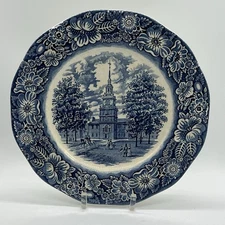 Liberty Blue Independence Hall Dinner Plate 10" England Ironstone