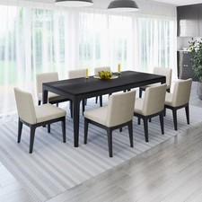 Tresanti Chelsea Extending Dining Table Set Oak Finish with 8 Modern 8 Charis