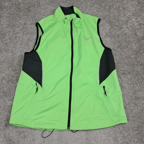 Brooks Mens Shelter Technology Running Vest Neon Green Black Full Zip Size M