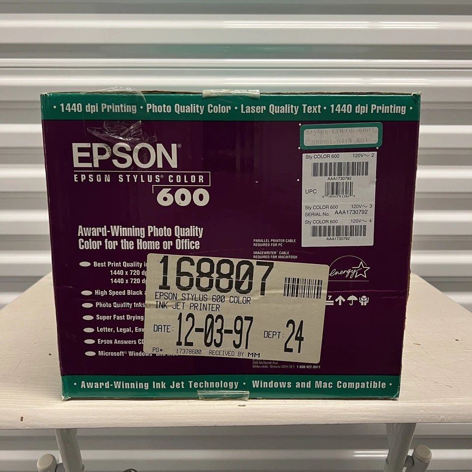Epson Stylus Color 600 Ink Jet Printer Open Box Original Inks Parallel Port 1997 - Image 2 of 4