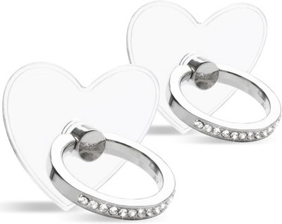 [2 Pack] Transparent Diamond Setting Cell Phone Ring Holder Love heart shape 
