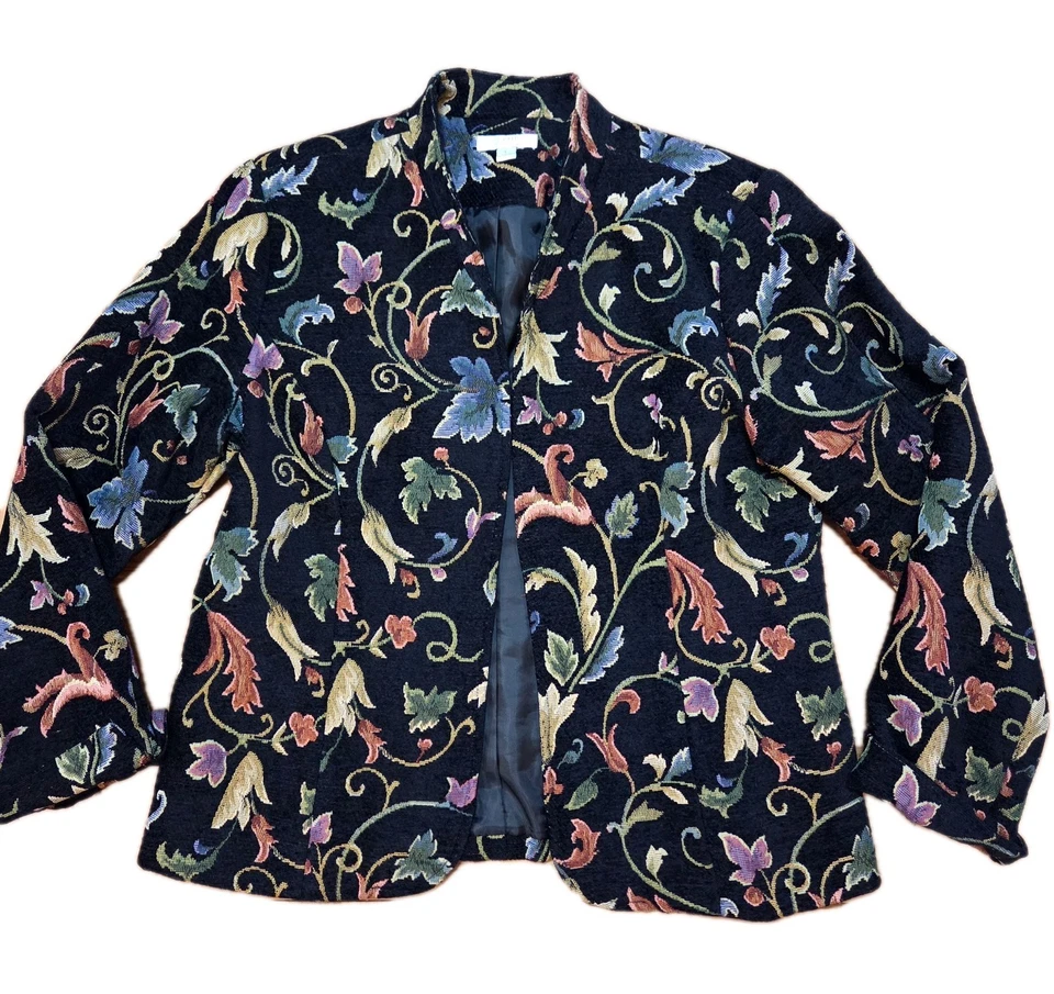 Blazer tapiz para mujer Erin London XL Cottagecore chaqueta artística colorida floral Foto 3 de 4