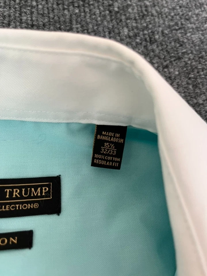 Camisa para hombre Donald J Trump Signature Col. con botones Greenn Tea talla 15 1/2-32/33 Foto 3 de 4