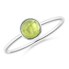 Bezel Set 5MM Round Shape Peridot Stackable Ring 925 Sterling Silver for Women