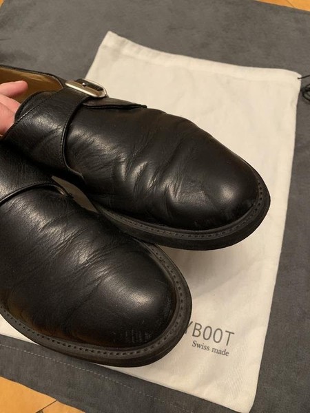 Men Navyboot Heels Black Leather 42.5