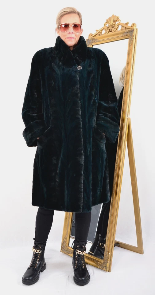 US5598 ABRIGO DE PIEL DE VISÓN ESQUILADO REAL CHAQUETA DE VISÓN RANCHO FORMA DE A TALLA 2XL ABRIGO DE VISÓN Foto 4 de 4