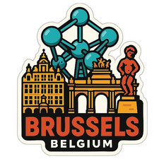 Brussels Belgium Sticker Decal Vinyl Die-Cut City Skyline Landmark Design