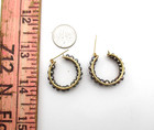 14K Yellow Gold Gray Silver Pearl Hoop Earrings 6.9 Gr [E382] — photo 4