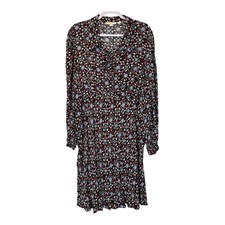 Boden Size-US 20/22R Women's Dress Floral Black Long Sleeve Tie Neck