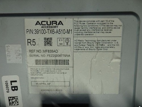 Audio Equipment Radio Receiver Premium US Market Fits 16-17 ILX 329809 ...