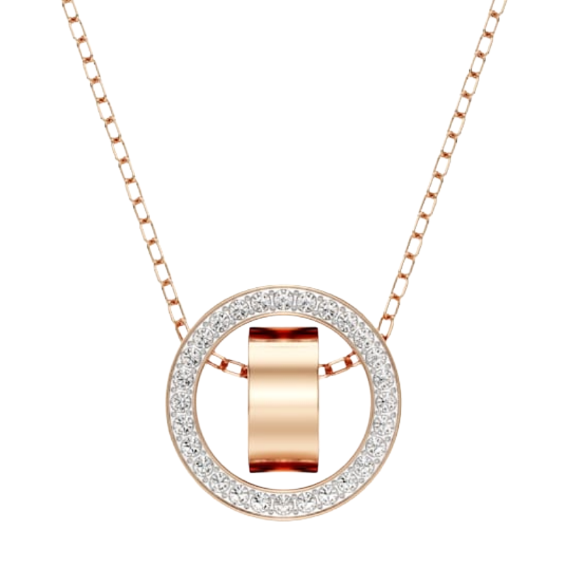Swarovski Rose Gold Necklace Hollow Circle Pendant Ladies Jewellery NEW GENUINE