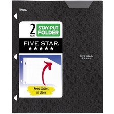 Five Star 2-Pocket Folder, Plastic Folder 2-Pocket, 9 in. x 11 in., Black
