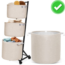 Rolling 3-Tier Laundry Basket Organizer - Heavy Duty Mobile Hamper with Wheels