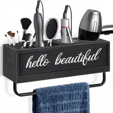 Best Hair Dryer Holder Wall Mounted, Tools and Styling Organizer with Towel Bar