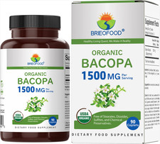 Brieofood Organic Bacopa 1500Mg, 45 Servings, Vegetarian, Gluten Free, 90 Vegeta