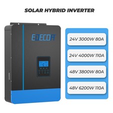 EDECOA Solar Inverter Hybrid MPPT 24V48V 220V 3KW 4KW 3.8KW 6.2KW Off Grid WIFI