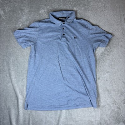 Travis Mathew Mens XL Blue Striped Short Sleeve Golf Polo Shirt