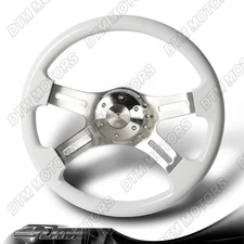 W-Power 16-Inch White Wood Grip 5-Hole Billet 4-Spoke 2"Deep Dish Steering Wheel