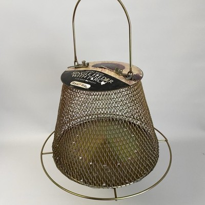 Vintage Collapsible Wire Mesh Wild Bird Feeder Hanging Metal Basket, Holds 3 LB