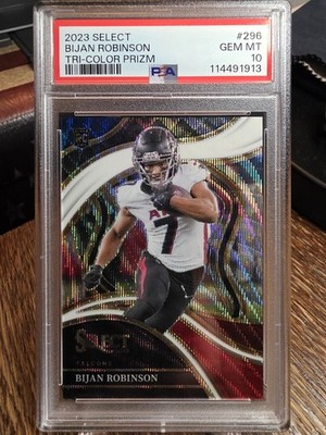 2023 PANINI SELECT RC TRI-COLOR PRIZM #296 BIJAN ROBINSON /149 PSA 10 Rookie