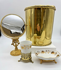 VTG Stylebuilt Gatco Vanity Set Ormolu Gold Filigree Hollywood Regency 4 piece