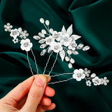 Pearl Wedding Hair Pins Flower Bridal Hair Clips Accessories for Women and Bride