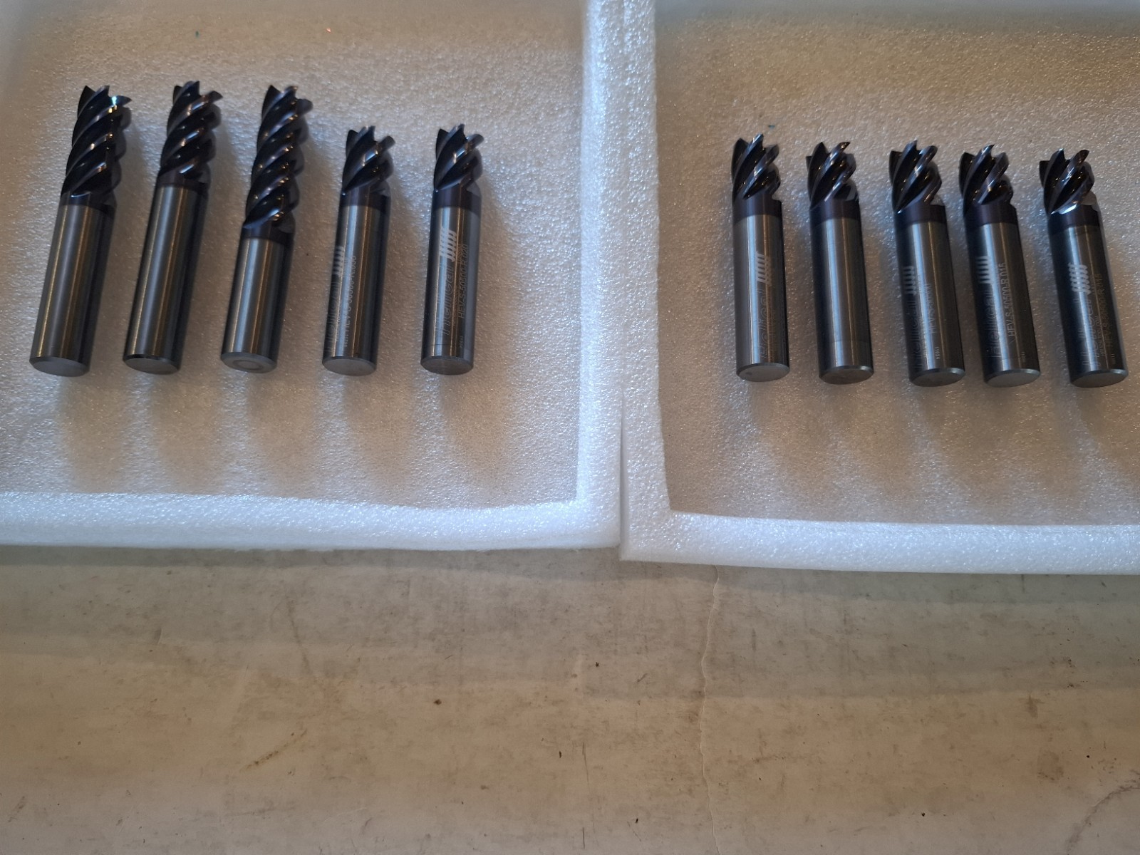 Carbide 1/2 Diameter 5 Flute Endmills 10 PCs CnC Sharpened & Coated 2.5LBs LotA