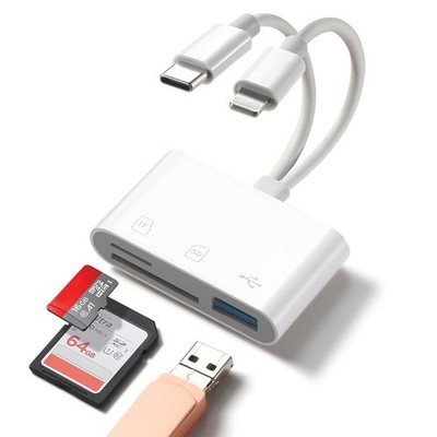 SD Card Reader for iPhone Android, Memory Card Reader Built-in Dual iOS & USB...