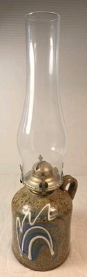 Vintage Stoneware Salt Glaze Drip Oil Kerosene Lamp Hurricane Lantern 