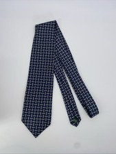 Lauren Ralph Lauren Neck Tie USA 100 Silk Navy Blue white Basket Weave