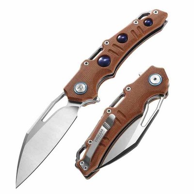 DTK3502MO Dreamtech Sheepsfoot Blade D2 Steel Satin Finish Orange Micarta Handle