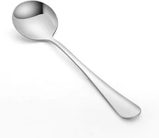 6 Piece Soup Spoon Round Stainless Steel Bouillon Spoons Round Spoons 6.7 inch