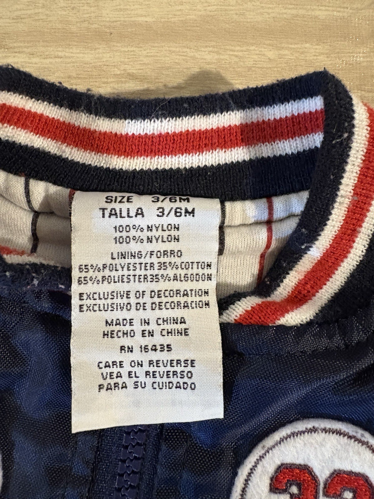 VINTAGE 1980s 90s Baby Nylon Baseball Jacket Coat red & blue 3/6 Months 3-6