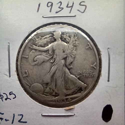 1934 S Walking Liberty Silver Half Dollar in  Fine Condition. -#0270