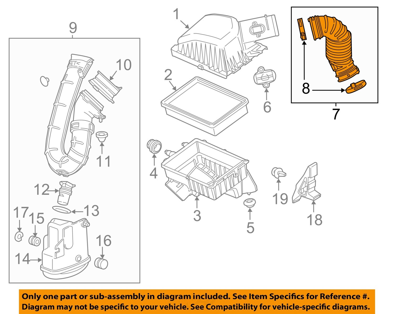 Chevrolet Sonic 2012-2016 OEM Air Intake Duct Hose 94537633