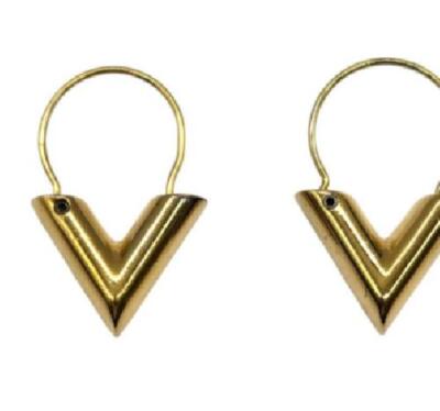 LOUIS VUITTON Essential V Earrings Gold M61088 Metal H1.65xH1.3cm Accessary