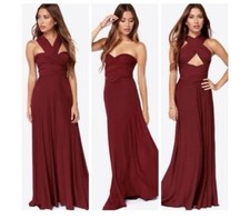Lulus tricks of the trade Burgundy convertible dress Size M