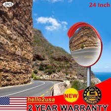 2PCS 24" Convex Traffic Mirror Wide Angle Blind Spot Corner Road Parking Safety