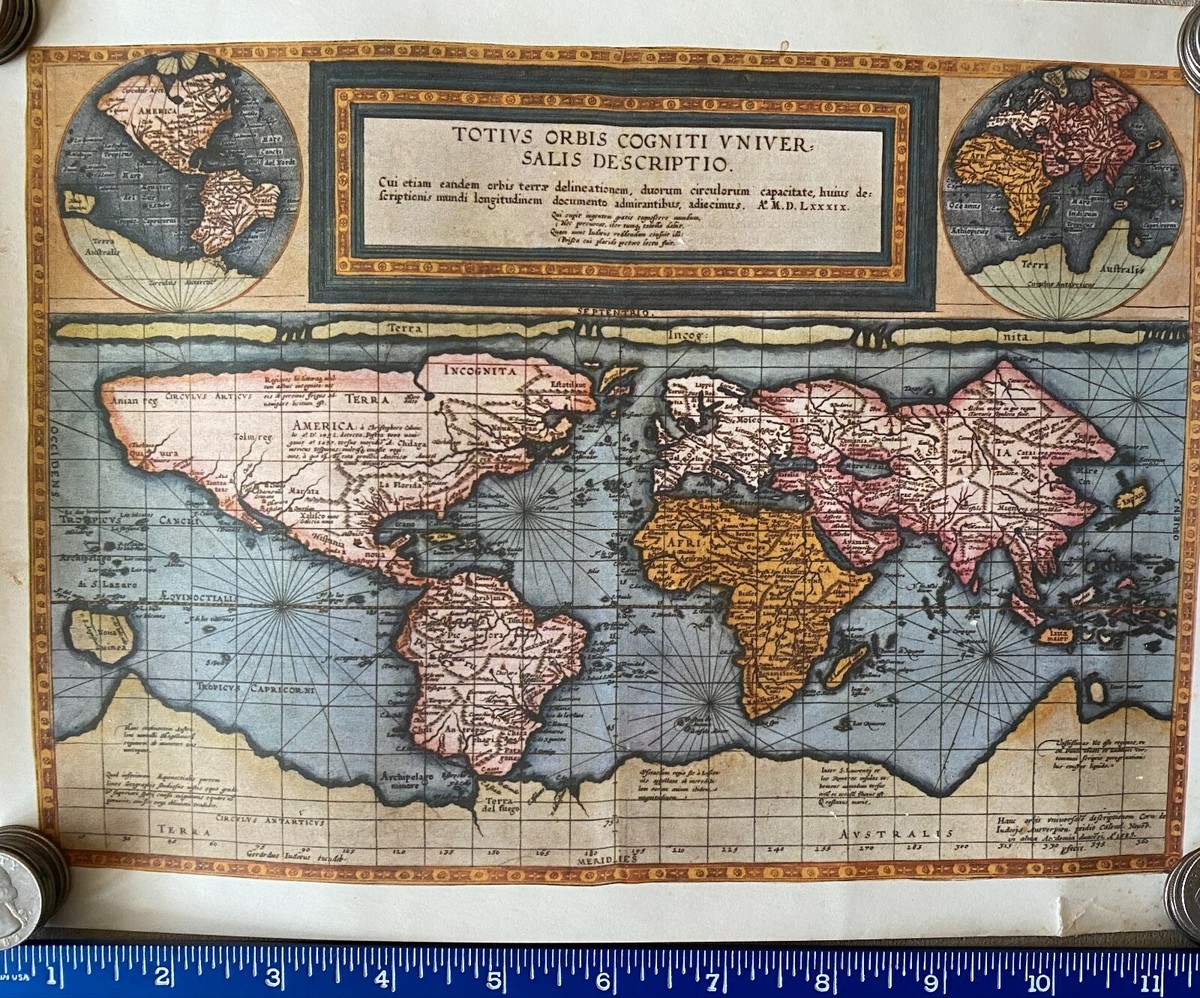 DECORATIVE PRINTED MAPS 15〜18世紀の地図 Antique World Map 1593 - (Replica) | eBay