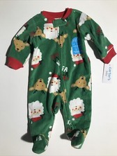 Carters Baby 2 Way Zipper Green Fleece Footed Sleeper -Size 3 months -NEW